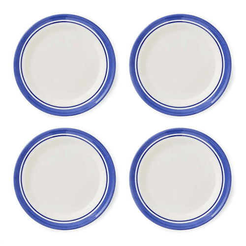 Image showing the Potter's Stripe Set of 4 Dinner Plates, D26cm, Blue product.