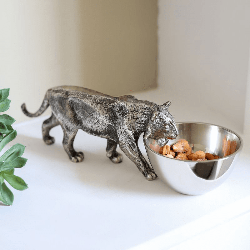 Wild Tiger Nibbles Bowl, L33 x W12 x D12cm, Silver