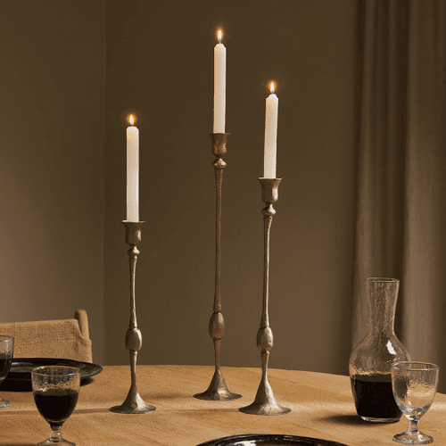 Image showing the Chaipat Candlestick, H34cm, Antique Brass product.