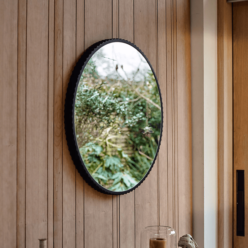 Scallop Edge Mirror, D70cm, Black