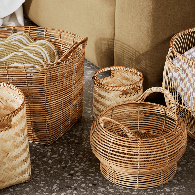 Safi Rattan Basket, Natural, Natural