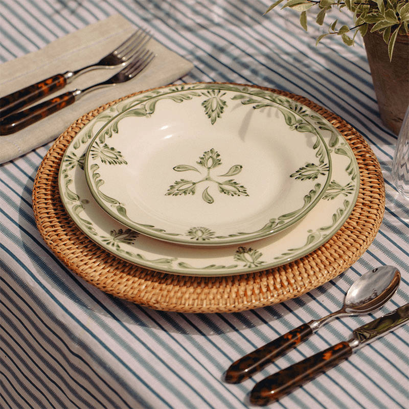 Eleanor Set of 6 Dessert Plates, 22cm, Forest Green