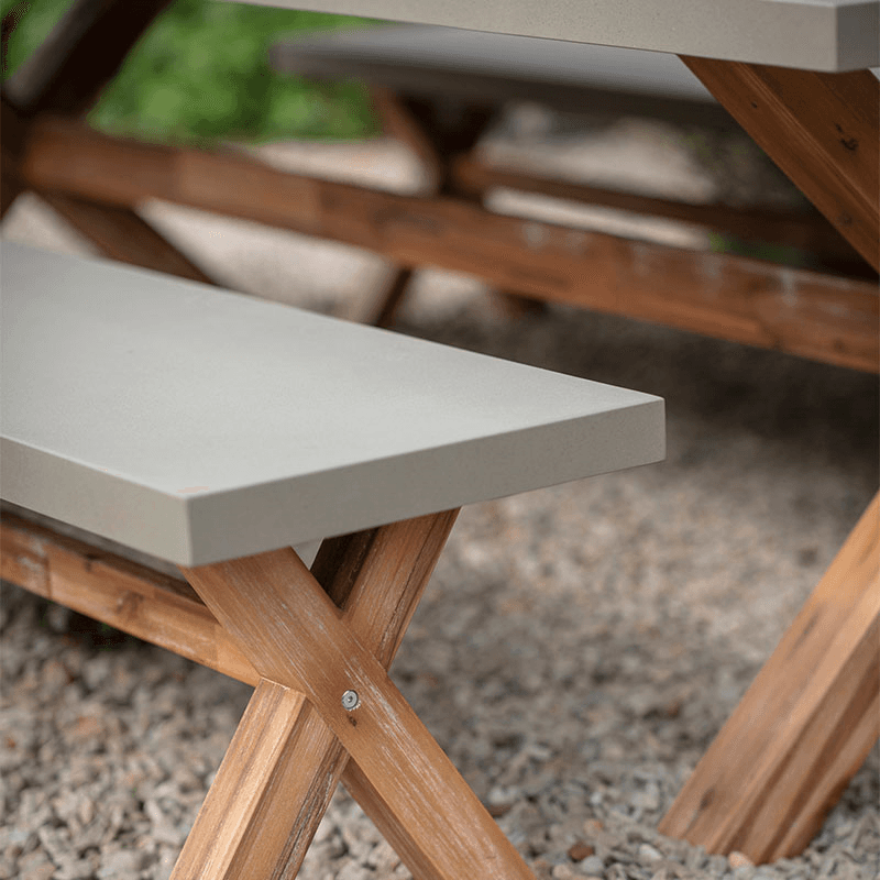 Burford Table & Bench Set, Grey & Natural