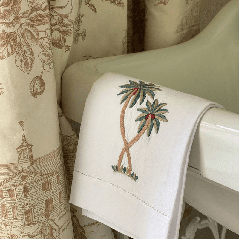 Palm Hand Towel, 38 x 58cm, White/Green/Red