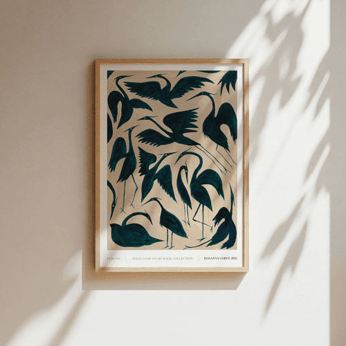 Image showing the Herons Recycled Paper Print, A2, Teal product.