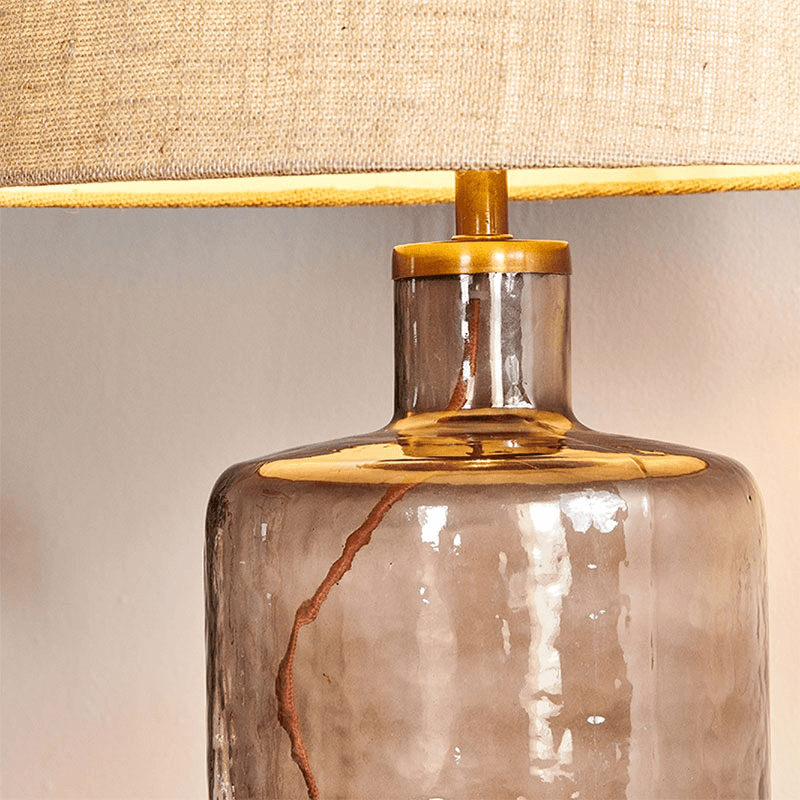 Edina Recycled Glass Table Lamp, H51cm, Smoke Brown