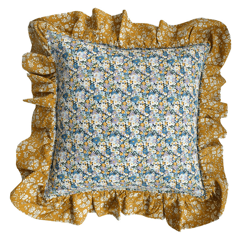 Libby/Capel Ruffle Cushion, 40cm, Yellow