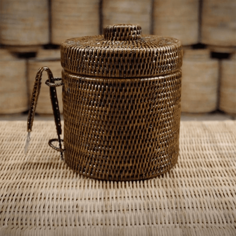 Stand Rattan Ice Bucket, H25cm, Brown