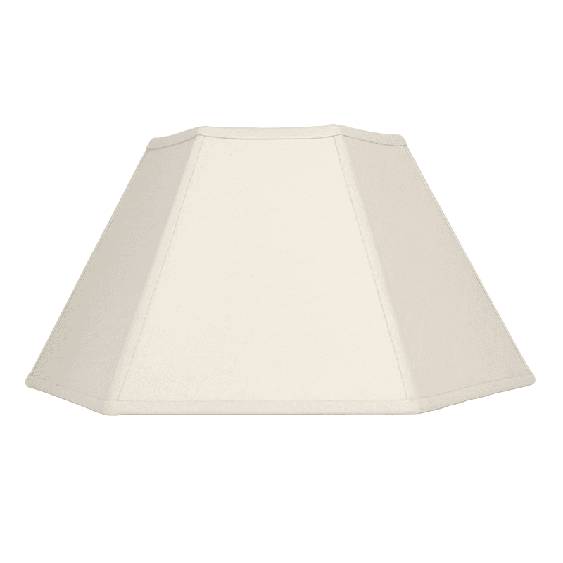 Hexagon Linen Lampshade, 14", Cream/Cream Trim
