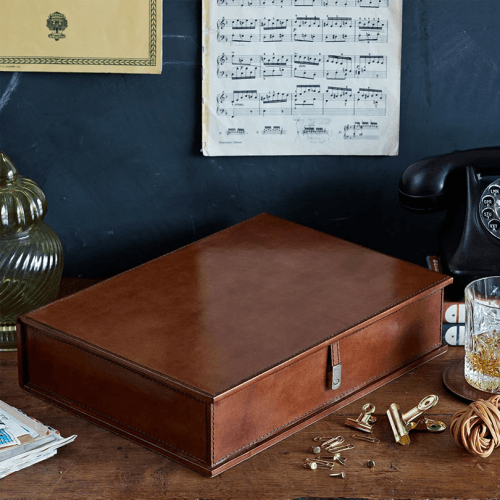 Image showing the Leather Magazine Folder, L37 x W27 x H8cm, Conker Brown product.