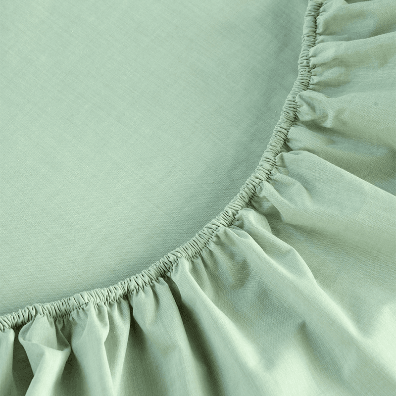 Stornoway Chambray Fitted Sheet, Double, Green