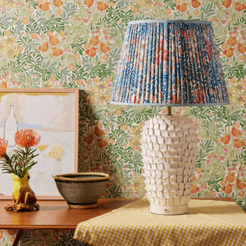 Image showing the Morris & Co. Straight Empire Shade, 45cm, Indigo and Barbed Berry Bower product.