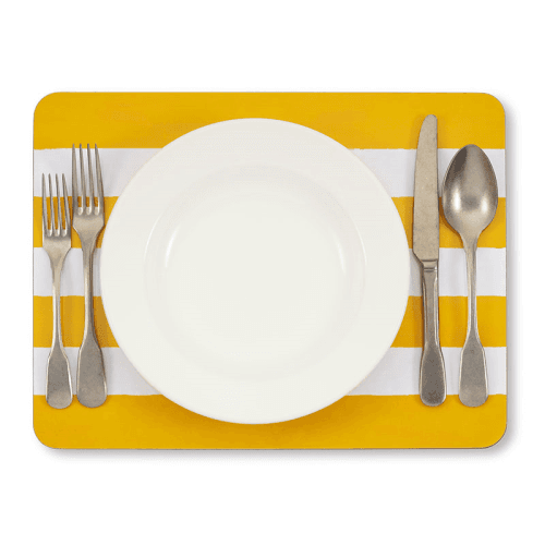 Image showing the Stripe Rectangle Placemat, 38 x 29 cm, Lemon Yellow product.