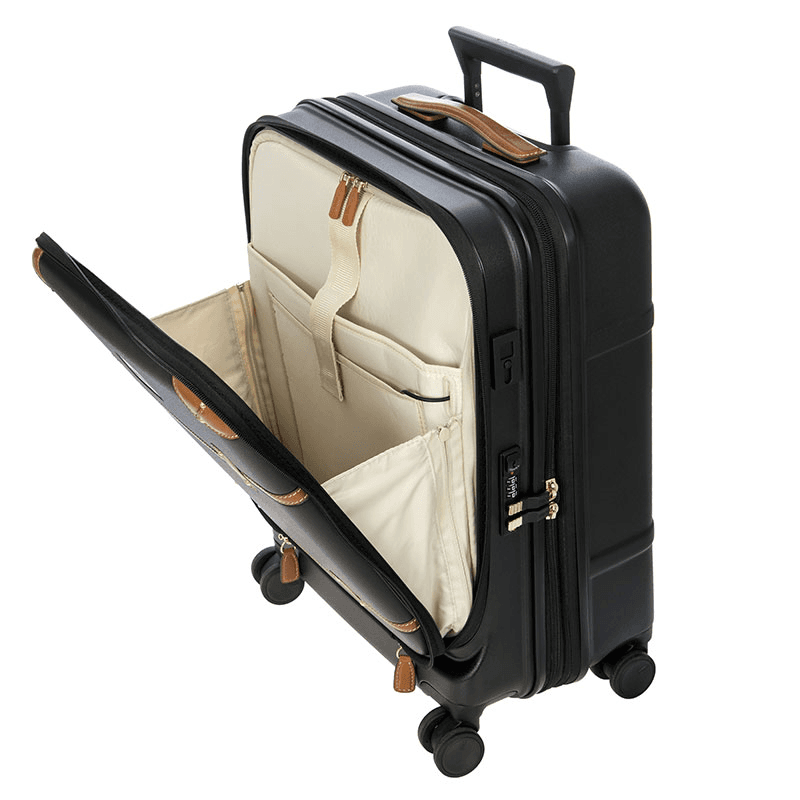 Bellagio Carry-On Suitcase with Front Pocket, H55 x L38 x W23/27cm, Black