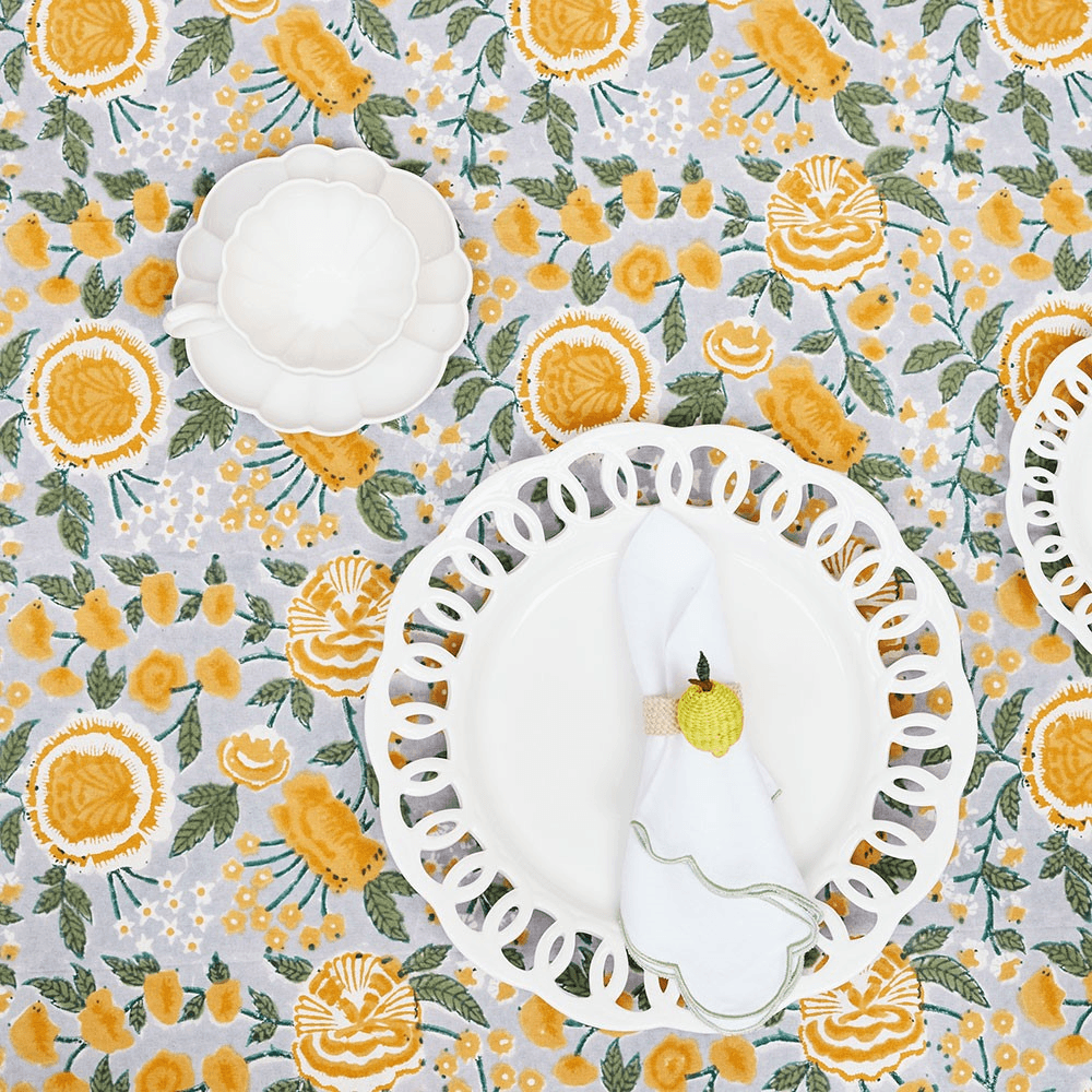 Penelope Large Tablecloth, 150 x 300cm, Yellow/Grey