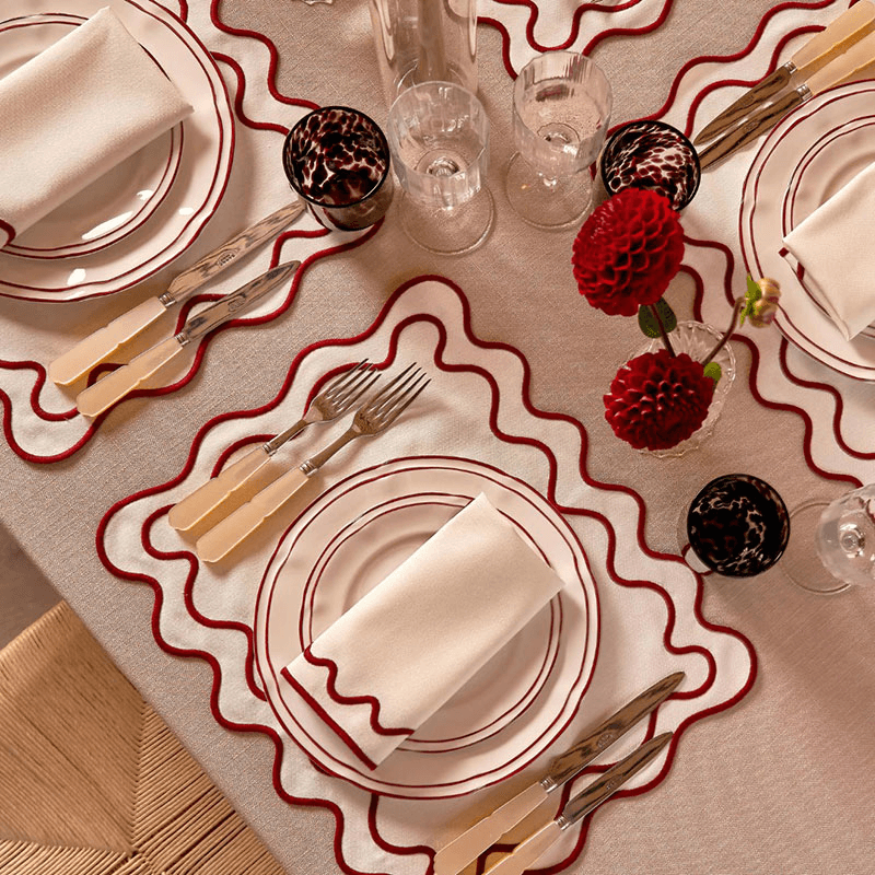Provence Set of 4 Starter Plates, D19.5cm, Burgundy