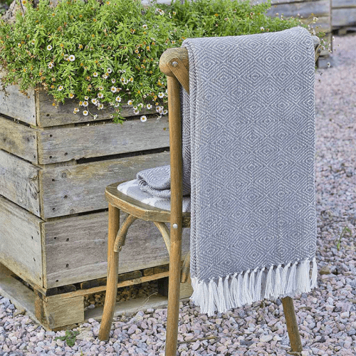 Image showing the Diamond Blanket, 250cm x 130cm, Slate Grey product.