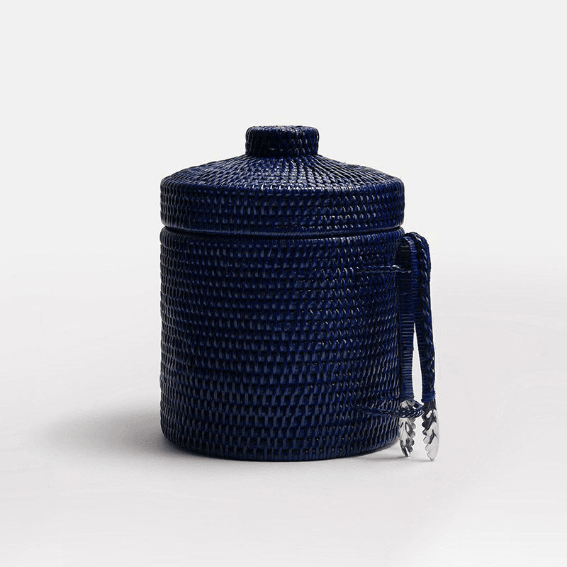Strand Rattan Ice Bucket, H25cm, Dark Blue
