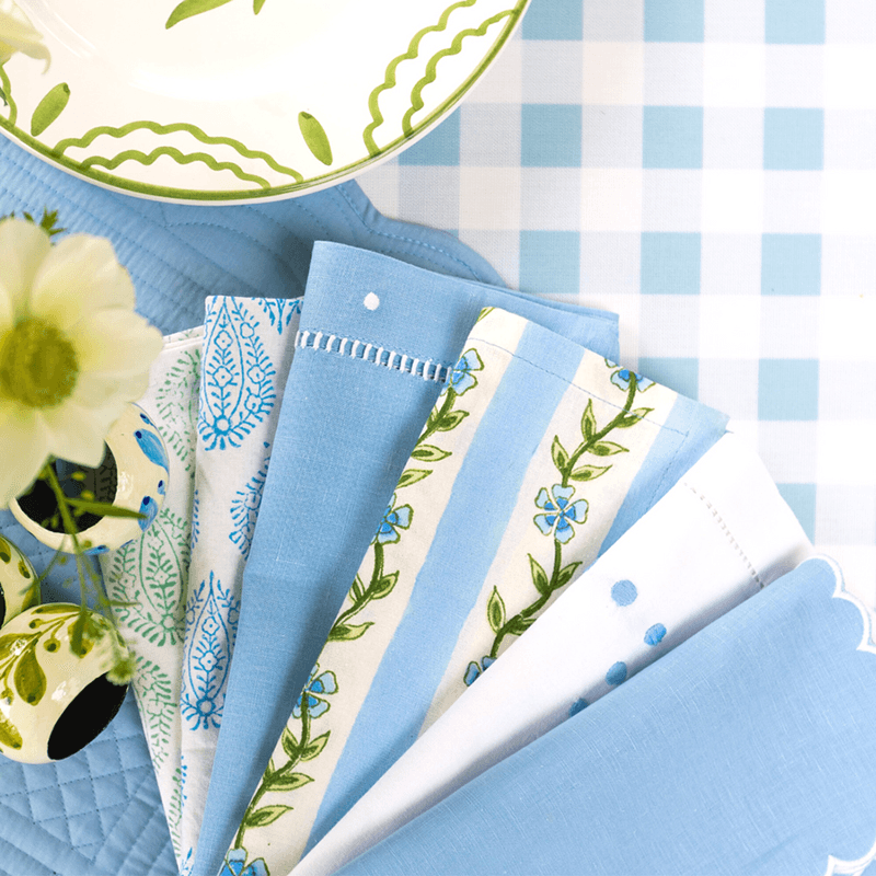 Floral Garland Napkins, 45 x 45cm, Blue