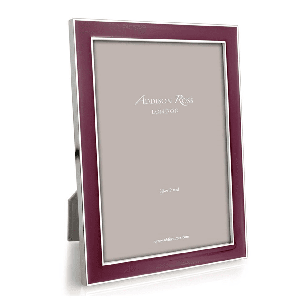 Enamel Range Photograph frame, 5 x 7" with 15mm border, plum with silver plate