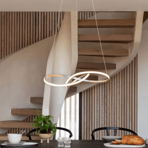Image showing the Ribbon LED Ceiling Pendant, H15cm, Satin Gold product.