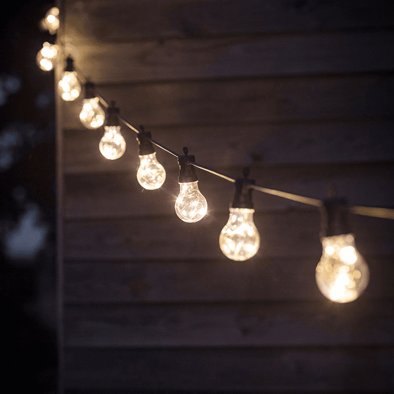 Festoon Lights, 10 Bulbs, Black