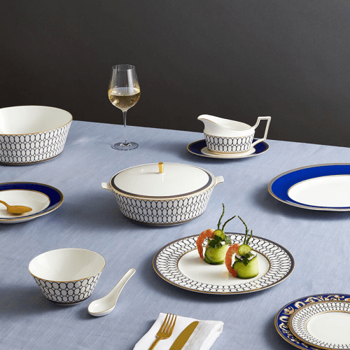 Image showing the Renaissance Gold 4 piece dinnerware set, White product.