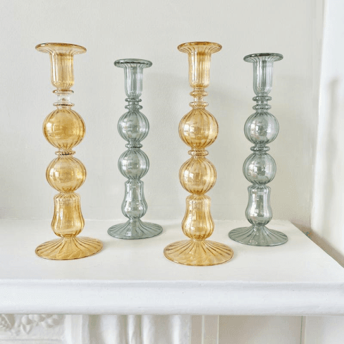 Image showing the Ombo Candlestick, H24cm, Amber product.