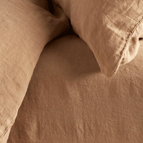 Image showing the Linen Fitted Sheet, Double, Cumin product.