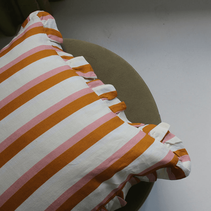 Stripe Cushion Cover, 60 x 60cm, Ochre & Blush