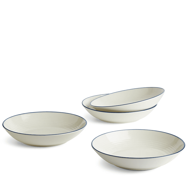 Gordon Ramsay Maze Denim Line Set of 4 Pasta Bowls, D24cm, White
