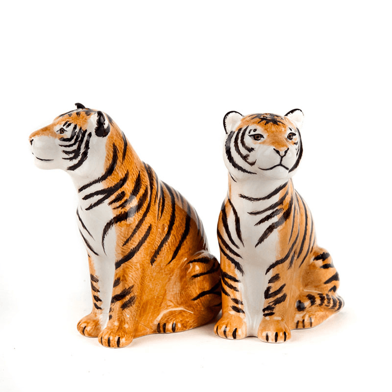 Tiger Salt & Pepper Shakers, H9cm, Orange