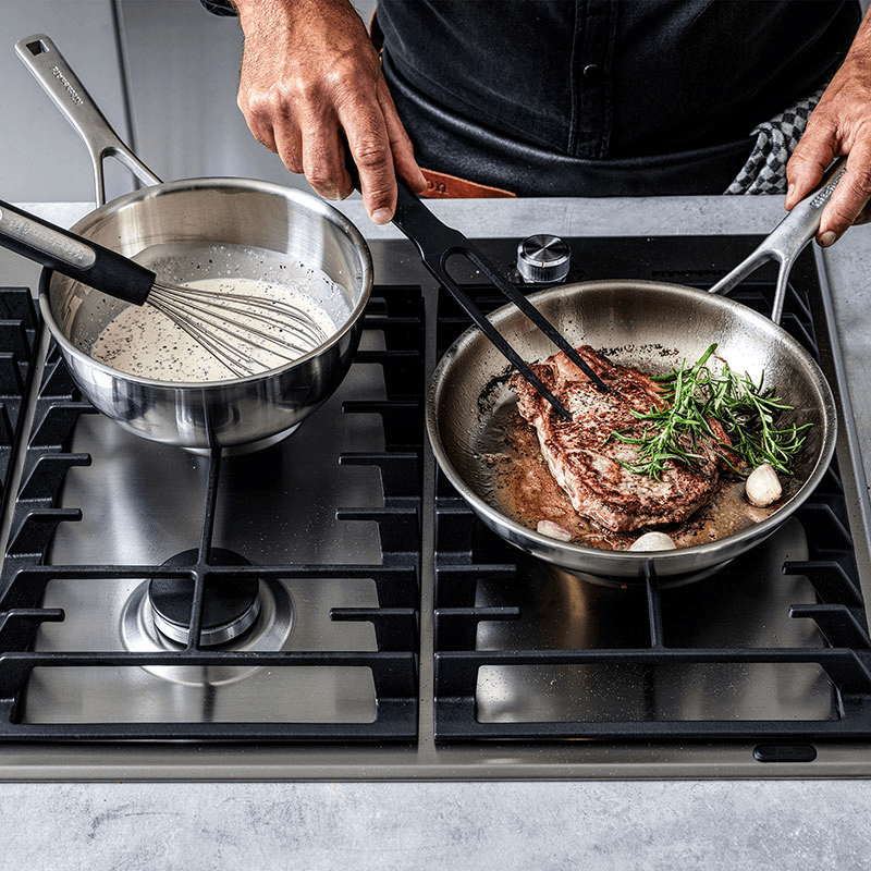 MultiPly Stainless Steel Open Frying Pan, 20cm, Silver