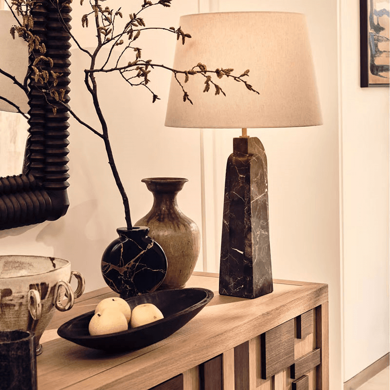Darcy Marble Table Lamp, H68cm, Silver