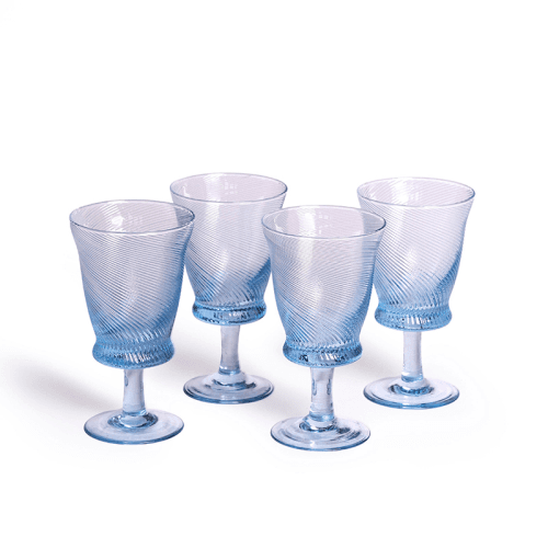 Image showing the Spiral Set of 4 Wine Glasses, 175ml, Light Blue product.
