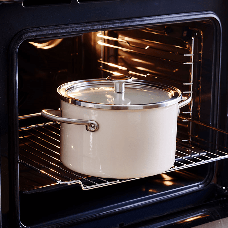 Steel Core Enamel Casserole, 24cm, Cream