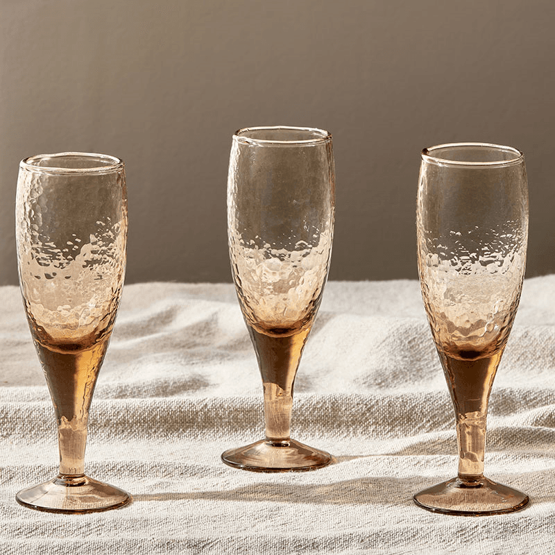 Yala Set of 4 Champagne Glasses, 200ml, Dusty Terracotta