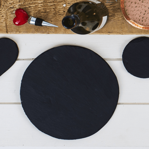 Image showing the Pair of round tablemats, 23cm, Slate product.