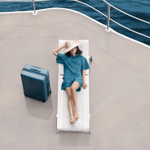 Image showing the Positano Carry-on Trolley Suitcase, H55 x W23 x L38xcm, Sea Green product.