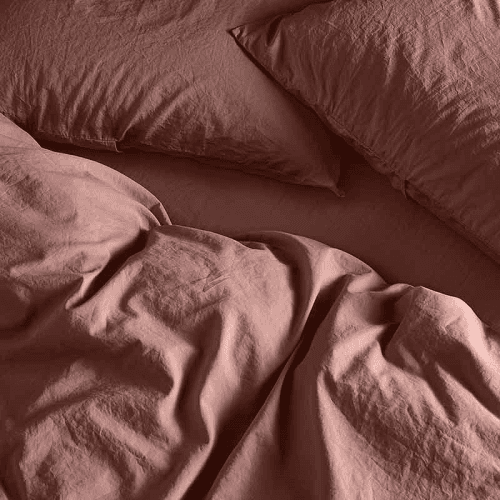 Image showing the Relaxed Cotton Pair of Standard Pillowcases, Rust product.