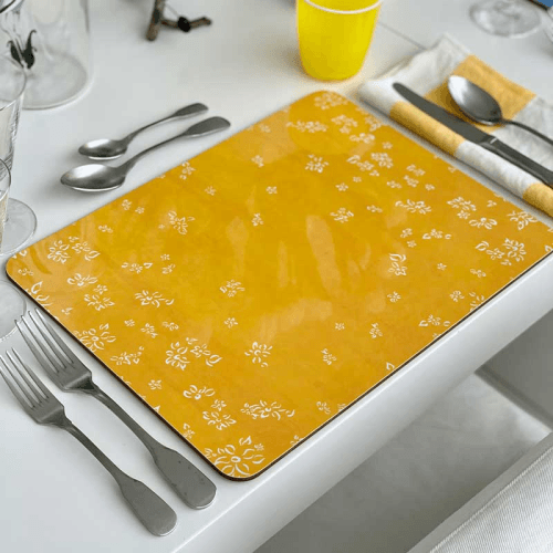 Image showing the Falling Flower Rectangle Placemat, 38 x 29 cm, Lemon Yellow product.