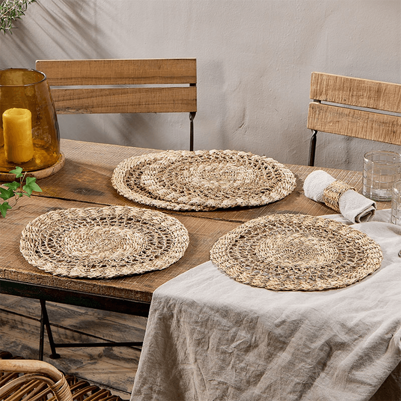 Aarushu Set of 4 Table Mats, D35cm, Natural