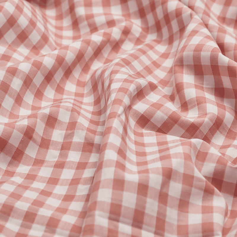 Gingham Check Standard Cotton Pillowcase Pair, Red Dune