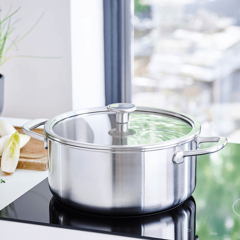 MultiPly Stainless Steel Casserole with Lid, 24cm, Silver