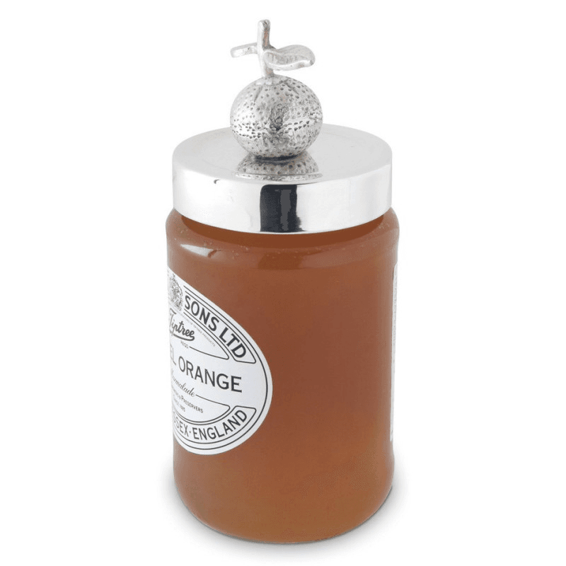 Orange Jam jar lid, silver plate