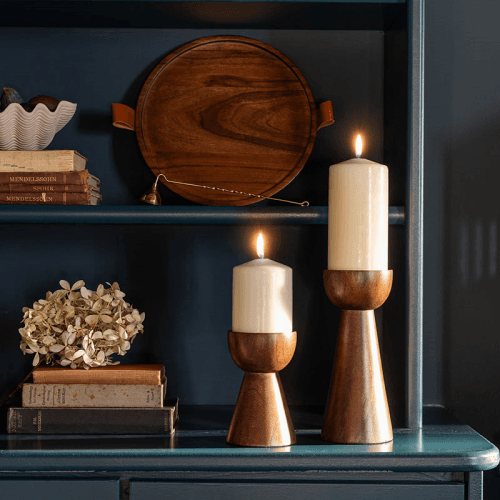Image showing the Harvey Set of 2 Candle Holders, Walnut product.
