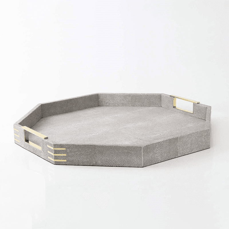 Christie Octagonal Serving Tray, D50cm, Barley Shagreen