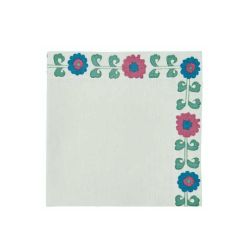 Image showing the Simla Border Napkin, Set of 4, Pink & Green product.