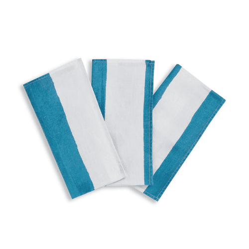 Image showing the Stripe Linen Napkin, 50cm x 50cm, Sky Blue product.