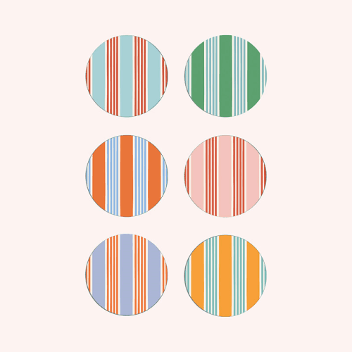 Image showing the Amalfi Stripes Set of 6 Coasters, D10cm, Multi product.